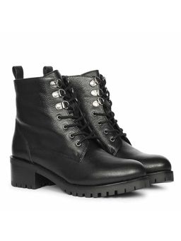 Saint G - Women Black Leather Lace Up Casual Boots