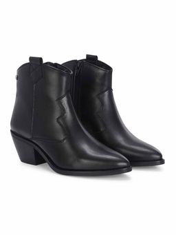 Delize - Women Black Synthetic Round Toe High Top Casual Boots