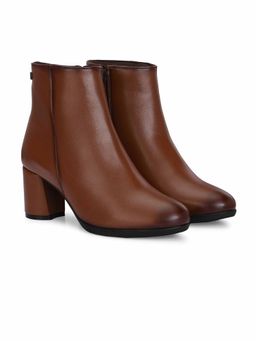 Delize - Women Tan Synthetic Round Toe High Top Chelsea Boots