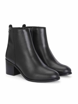 Delize - Women Black Synthetic Round Toe High Top Casual Boots