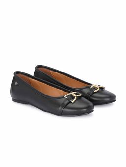 Delize - Women Black Synthetic Round Toe Low Top Ballerina