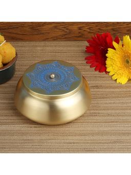 NAKSHIKATHAA - Dohar Brass Flat Base Jar (Blue)