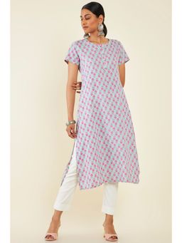 Soch - Women Blue Rayon Printed Kurta