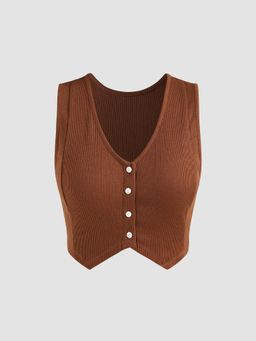 Cider - Button Up Crop Tank Top