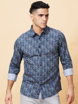 Being Human - Men Navy Blue Printed Shirt