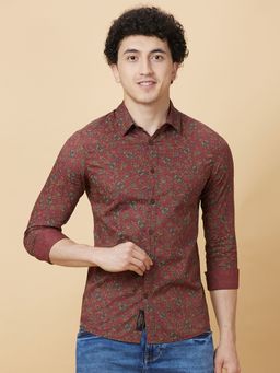 Being Human - Men Deep Red Printed Shirt