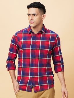 Being Human - Men Red and Navy Blue Checks Shirt