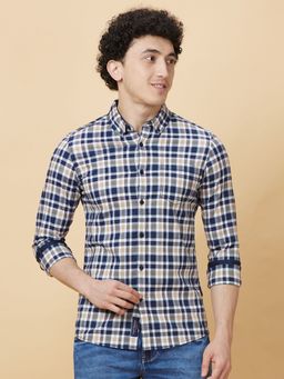 Being Human - Men Beige and Blue Checks Shirt