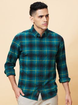 Being Human - Men Deep Emerald Green Checks Shirt