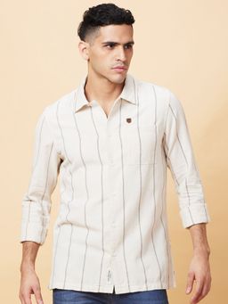 Being Human - Men White and Black Stripes Shirt