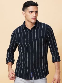 Being Human - Men Black and White Stripes Shirt