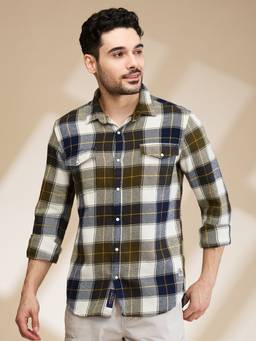Being Human - Men Olive Checks Shirt
