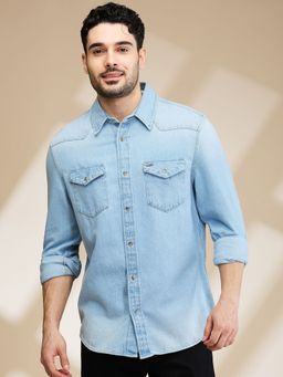 Being Human - Men Light Blue Solid Shirt