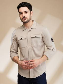 Being Human - Men Beige Solid Shirt