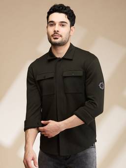 Being Human - Men Dark Green Solid Shirt