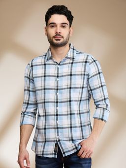 Being Human - Men Aqua Blue Checks Shirt