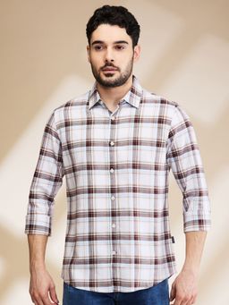 Being Human - Men White and Brown Checks Shirt