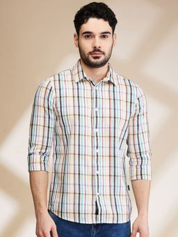 Being Human - Men White and Yellow Checks Shirt