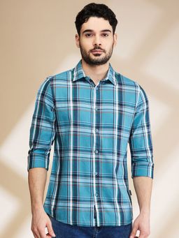 Being Human - Men Teal Checks Shirt