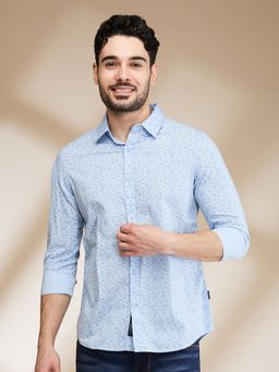 Being Human - Men Light Blue Printed Shirt