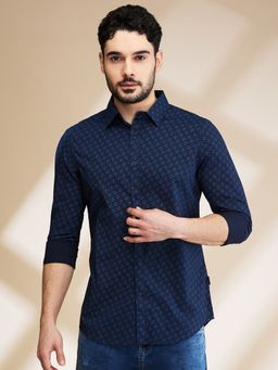 Being Human - Men Navy Blue Printed Shirt