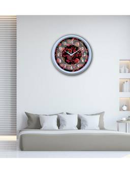 Olive Tree - Floral Plastic Wall Clock - Maroon