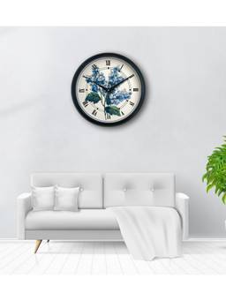 Olive Tree - Floral Plastic Wall Clock - Blue