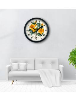 Olive Tree - Floral Plastic Wall Clock - Yellow