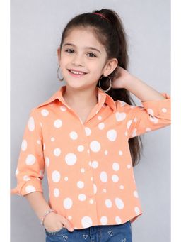 Pink Chick - Cotton Full Sleeves Polkadot Shirt - Peach