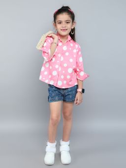 Pink Chick - Cotton Full Sleeves Polkadot Shirt - Pink