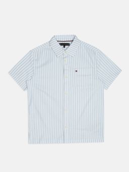 Tommy Hilfiger - Blue Boys Striped Regular Fit Cotton Shirt