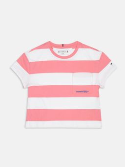 Tommy Hilfiger - Girls Striped Regular Fit Cotton T-Shirt