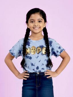 KiddoPanti - Girls Cotton Half Sleeves Tie and Die T-Shirt