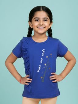 KiddoPanti - Girls Cotton Half Sleeves Make Your Magic Printed T-Shirt