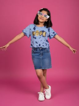 KiddoPanti - Girls Tie and dye T-Shirt and Skirt
