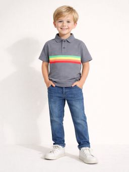 CHERRY CRUMBLE BY NITT HYMAN - Grey Collar Polo T-Shirt