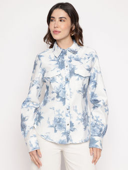 Guess - White Floral Spread Collar Equity Shirt