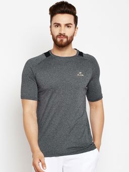 Alcis - Men Grey Colourblocked Rapid Dry Round Neck T-shirt