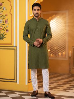 Jompers - Men’S Silk Blend Thread Work Kurta with Pyjama