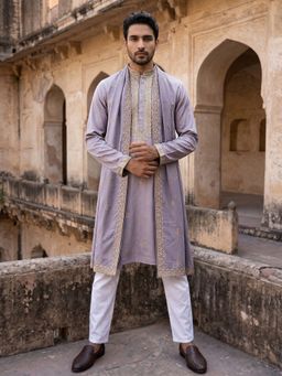 Jompers - Men’S Traditional Thread Embroidered Kurta Pyjama and Dupatta