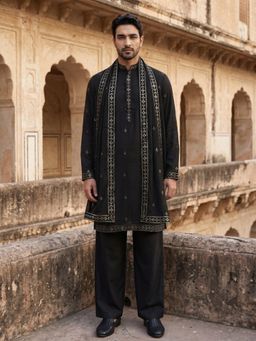 Jompers - Silk Blend Embroidered Kurta Pyjama with Dupatta