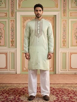 Jompers - Men’S Silk Blend Embroidered Kurta Pyjama Set