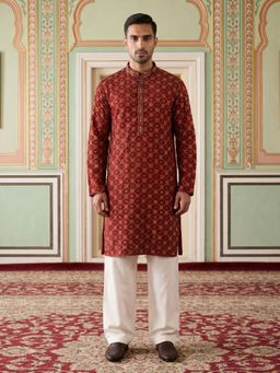 Jompers - Viscose Rayon Embroidered Sequin Kurta Pyjama