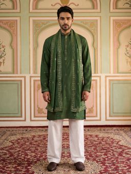 Jompers - Silk Blend Embroidered Kurta Pyjama with Dupatta