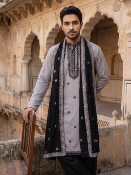 Jompers - Embroidered Silk Blend Kurta and Dupatta for Men
