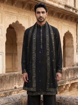 Jompers - Silk Blend Embroidered Kurta with Dupatta
