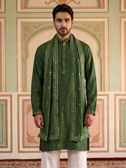 Jompers - Silk Blend Embroidered Kurta with Dupatta