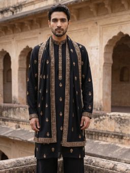Jompers - Silk Blend Embroidered Kurta with dupatta