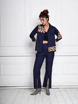 September Spring - Navy Blue Mini Jaw Denim Co-Ord (Set of 2)