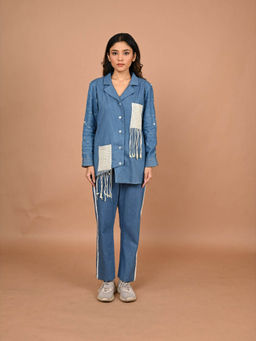 September Spring - Blue The Kantha Denim Co-Ord (Set of 2)